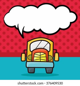 school bus color doodle, speech bubble