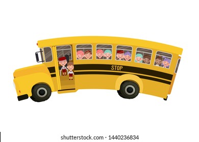 School Bus Color Yellow Students Stock Vector (Royalty Free) 1440236834 ...