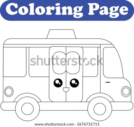 School bus coloring book page for kids