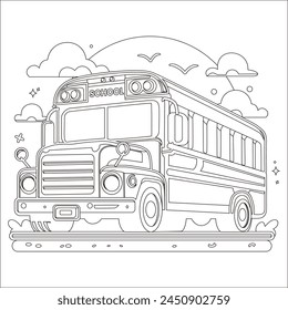 School Bus Coloring image vector