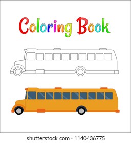 School bus coloring page, back to school concept, kids school vector illustration, school bus isolated on white background. EPS 10