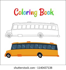 School bus coloring page, back to school concept, kids school vector illustration, school bus isolated on white background. EPS 10