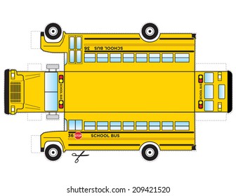 School Bus Cutout. This is a school bus that can be cut out and glued/taped to become a three dimensional object toy for kids. 