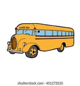 School bus. Dark outline and light background. Vector illustration.