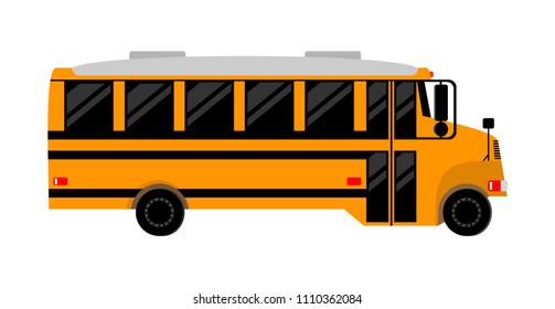 school bus with darkened Windows, side view.isolated image
