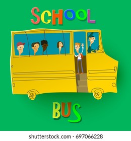 School bus .Day of Knowledge. Vector image.