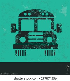 School bus design on green background,grunge vector