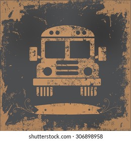 School bus design on old paper background,vector