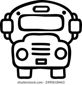 School Bus Doodle Handdrawn Vector Icon