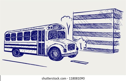 School bus. Doodle style