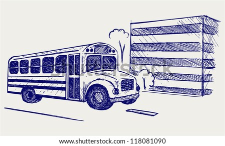 School bus. Doodle style