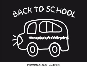 school bus drawing isolated over black background. vector