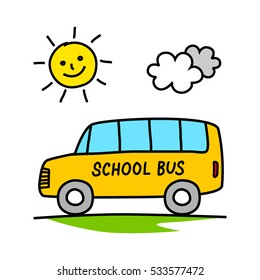 School bus drawing on white background   