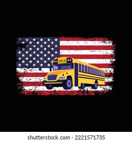 Schulbusfahrer Amerika Flagge Patriotische Busfahrt