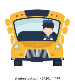 School bus driver vector cartoon