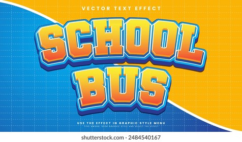 School bus editable text effect template suitable for education theme