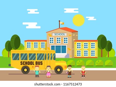 School bus. School. Education and science concept illustrations. Back to School. Vector Art.