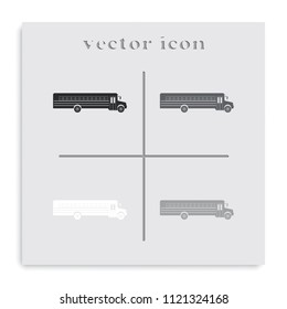 School bus flat black and white vector icon. Transport sign.