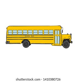 School bus flat design style on white background, vector illustration.   Back to school.