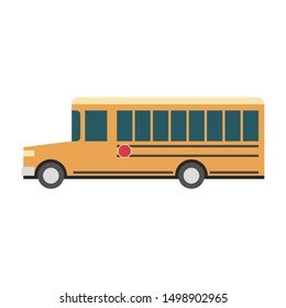 School bus in a flat design. Urban transport. Isolated white background. Vector illustration