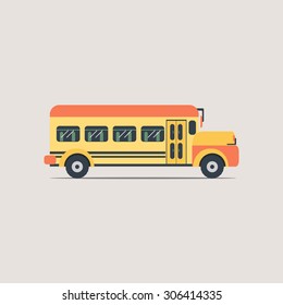 School Bus Flat Icon.