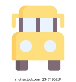 School bus in flat icon. Autobus, transportation, travel