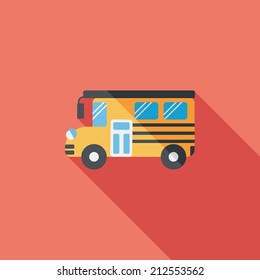 School Bus flat icon with long shadow,eps10