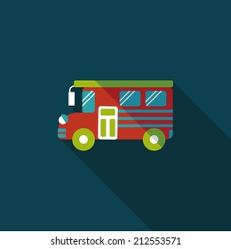 School Bus flat icon with long shadow,eps10