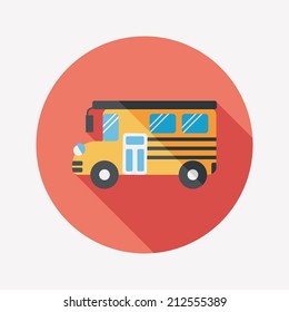 School Bus flat icon with long shadow,eps10