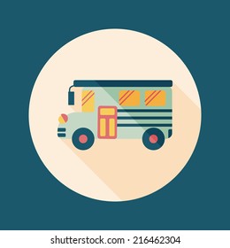 School Bus flat icon with long shadow,eps10