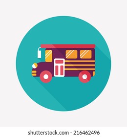 School Bus flat icon with long shadow,eps10