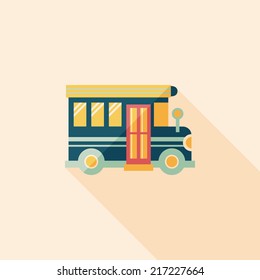 School Bus flat icon with long shadow,eps10