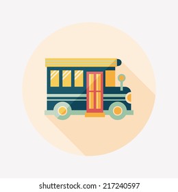 School Bus flat icon with long shadow,eps10