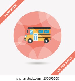 School Bus flat icon with long shadow,eps10