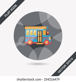School Bus flat icon with long shadow,eps10