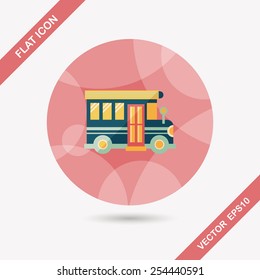 School Bus flat icon with long shadow,eps10