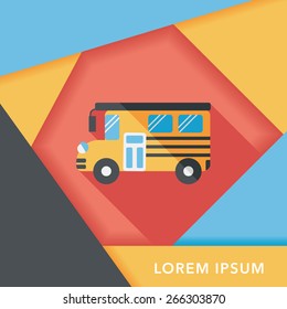 School Bus flat icon with long shadow,eps10