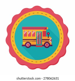 School Bus flat icon with long shadow,eps10