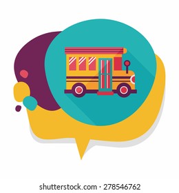 School Bus flat icon with long shadow,eps10