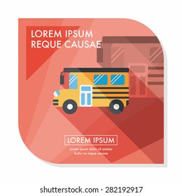 School Bus flat icon with long shadow,eps10