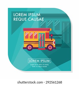 School Bus flat icon with long shadow,eps10