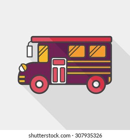 School Bus flat icon with long shadow,eps10
