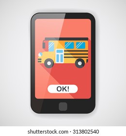 School Bus flat icon with long shadow,eps10