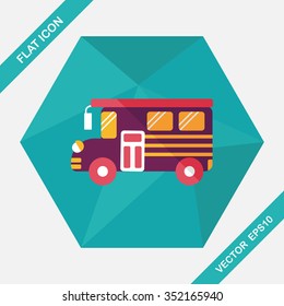 School Bus flat icon with long shadow,eps10