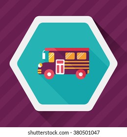 School Bus flat icon with long shadow,eps10
