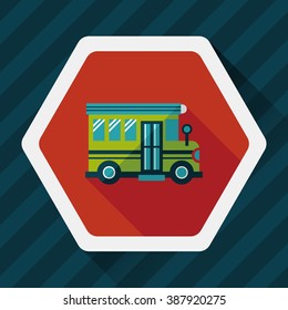 School Bus flat icon with long shadow,eps10