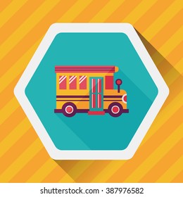 School Bus flat icon with long shadow,eps10