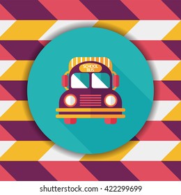 School Bus flat icon with long shadow,eps10