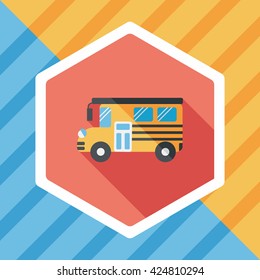 School Bus flat icon with long shadow,eps10