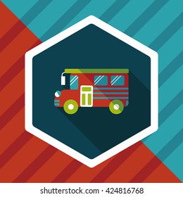 School Bus flat icon with long shadow,eps10